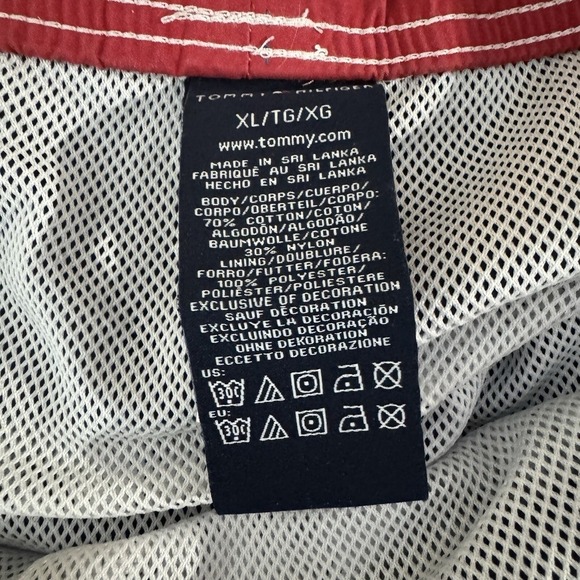 Tommy Hilfiger Swim Shorts Mens XL Blue Red Graphic Logo Mesh Lined Pocket - Picture 7 of 13